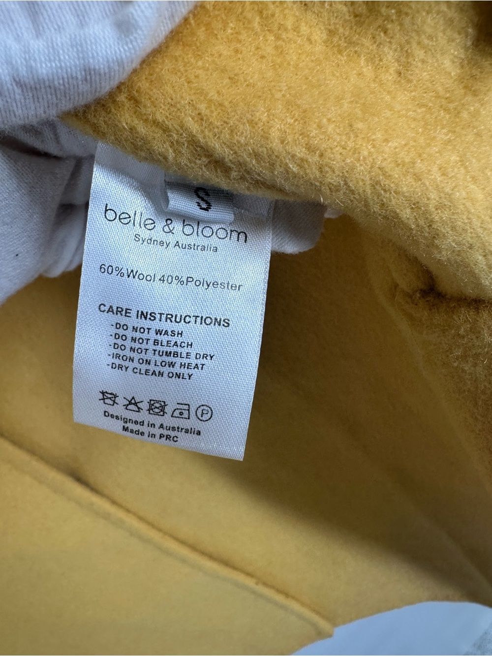 Belle & Bloom Wool Blend Peacock Oversized Mustard Yellow Coat Jacket - Picture 16 of 16